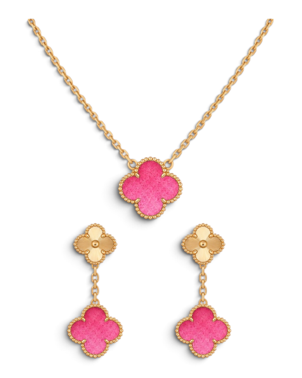 Van Cleef & Arpels Conjunto Alhambra Colgante Rosado con Aros Magic | envío gratis a todo Chile